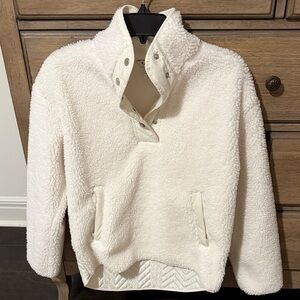 Athleta Cream Sherpa Snap Pullover